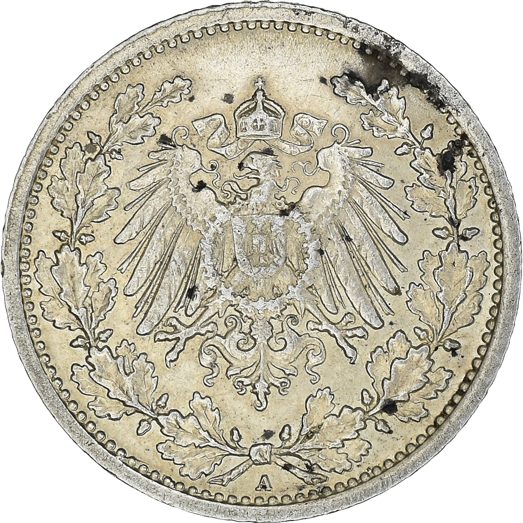 Coin, GERMANY - EMPIRE, 1/2 Mark, 1915, Berlin, , Silver, KM:17