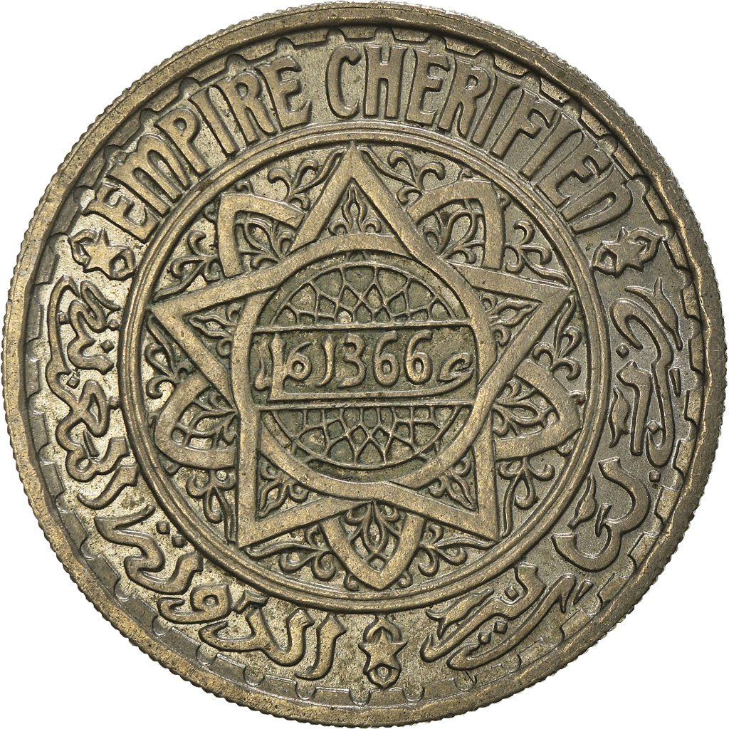 Coin, Morocco, Mohammed V, 10 Francs, 1946, Paris, , Copper-nickel