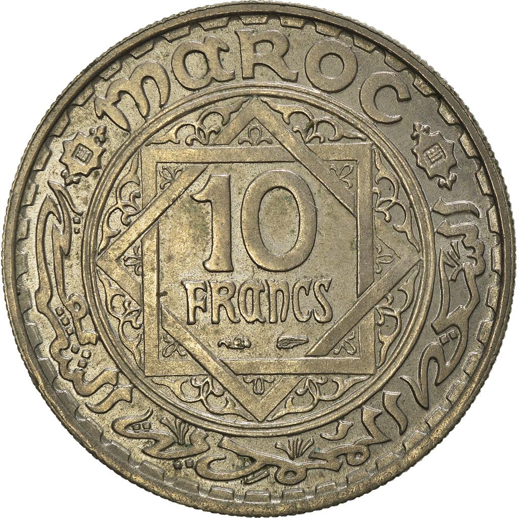 Coin, Morocco, Mohammed V, 10 Francs, 1946, Paris, , Copper-nickel