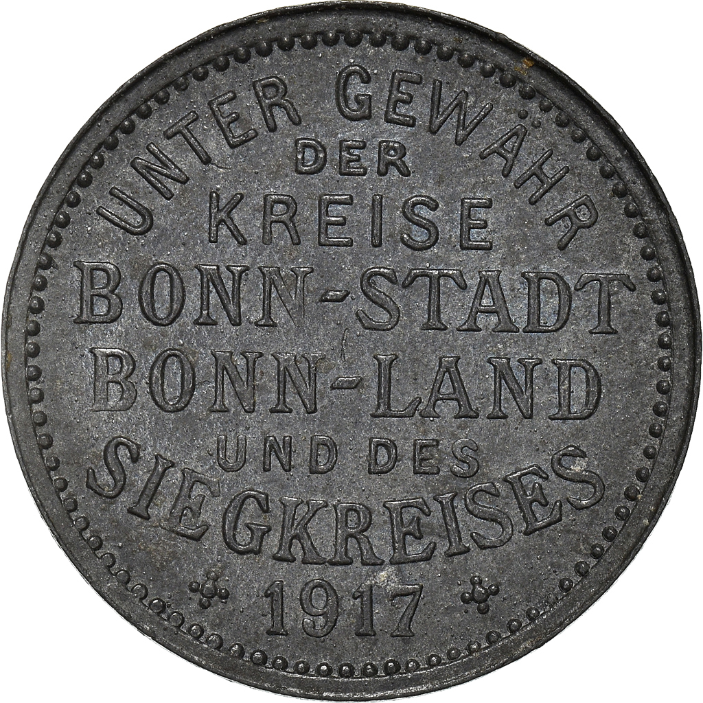 Coin, Germany, Bonn-Siegkreis, 5 Pfennig, 1917, , Zinc