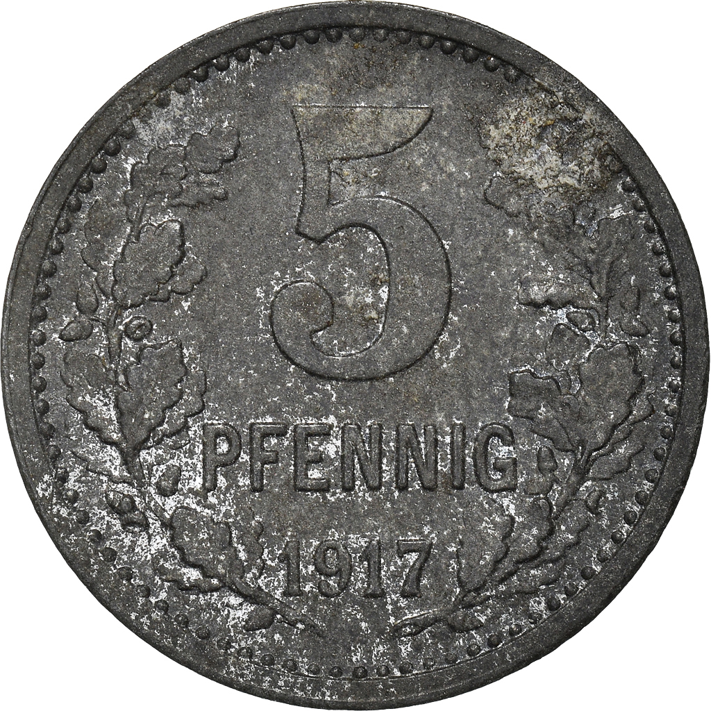 Coin, Germany, Bonn-Siegkreis, 5 Pfennig, 1917, , Zinc
