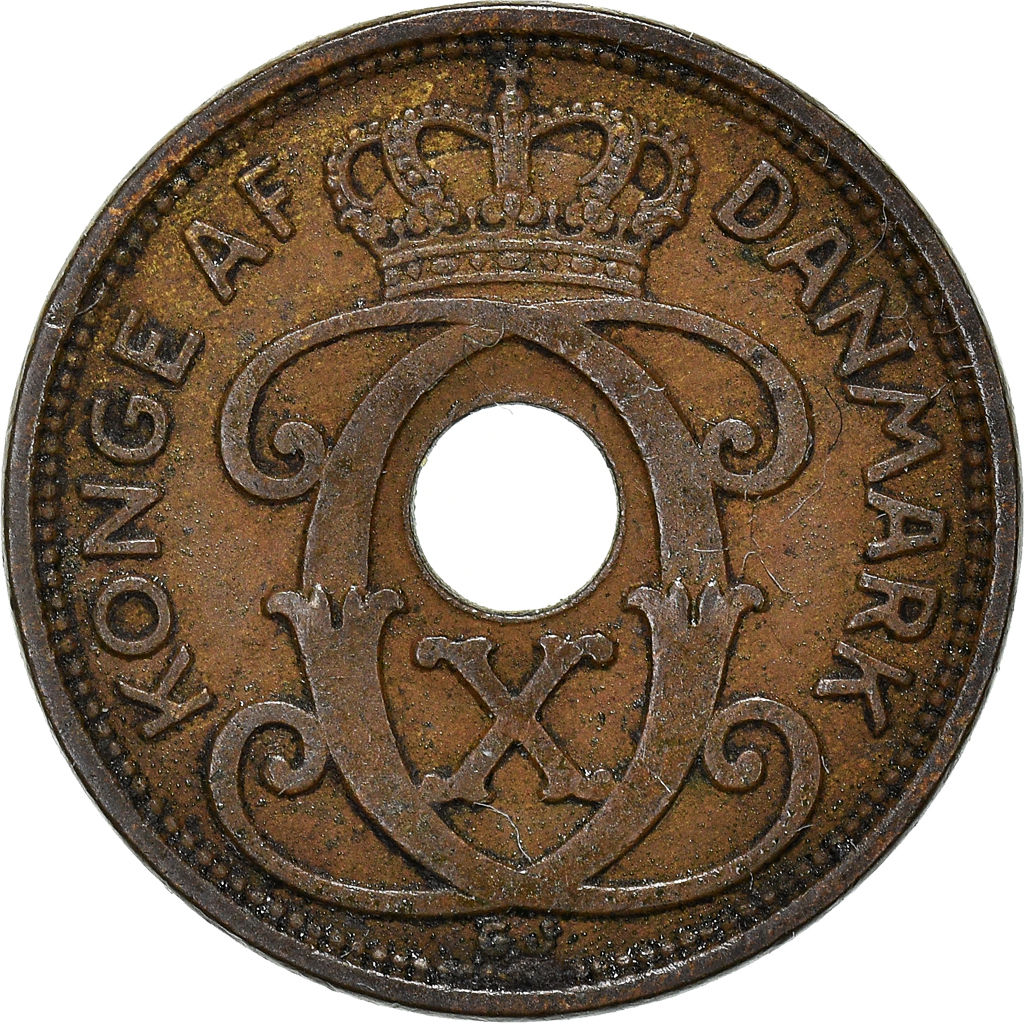 Moneda, Dinamarca, Christian X, Ore, 1936, Copenhagen, MBC, Bronce, KM:826.2