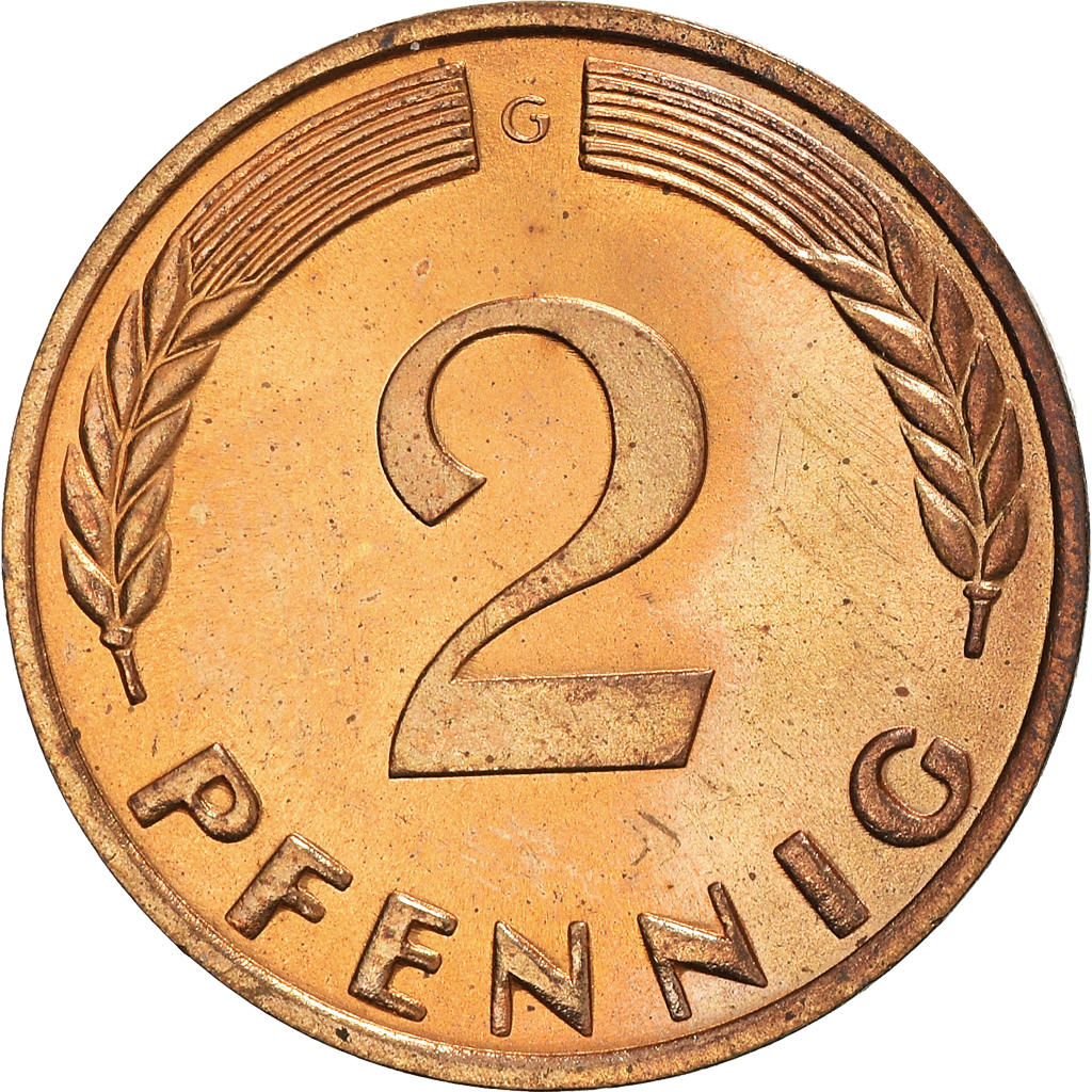 Coin, GERMANY - FEDERAL REPUBLIC, 2 Pfennig, 1966, Karlsruhe, , Bronze