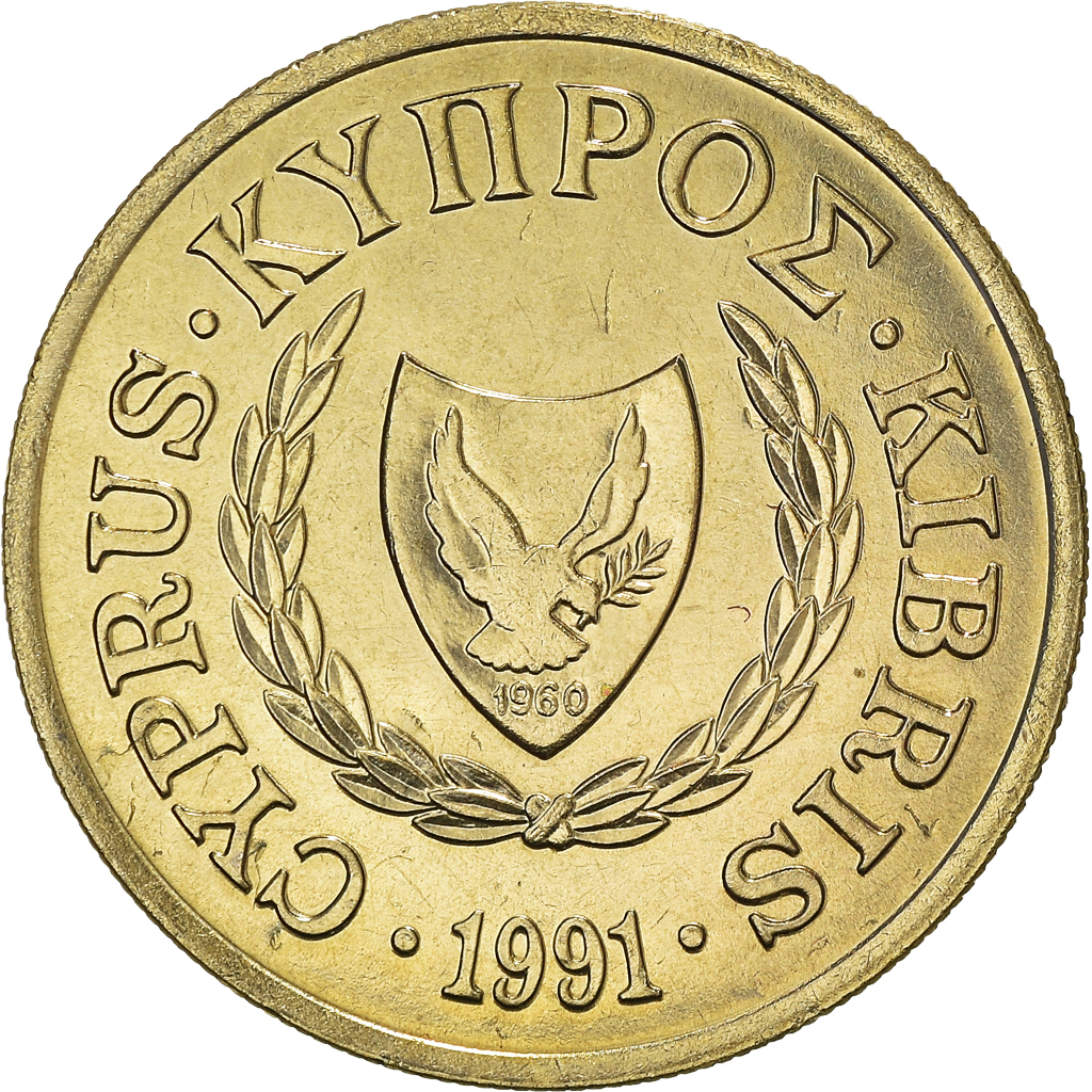 Coin, Cyprus, 10 Cents, 1991, , Nickel-brass, KM:56.3