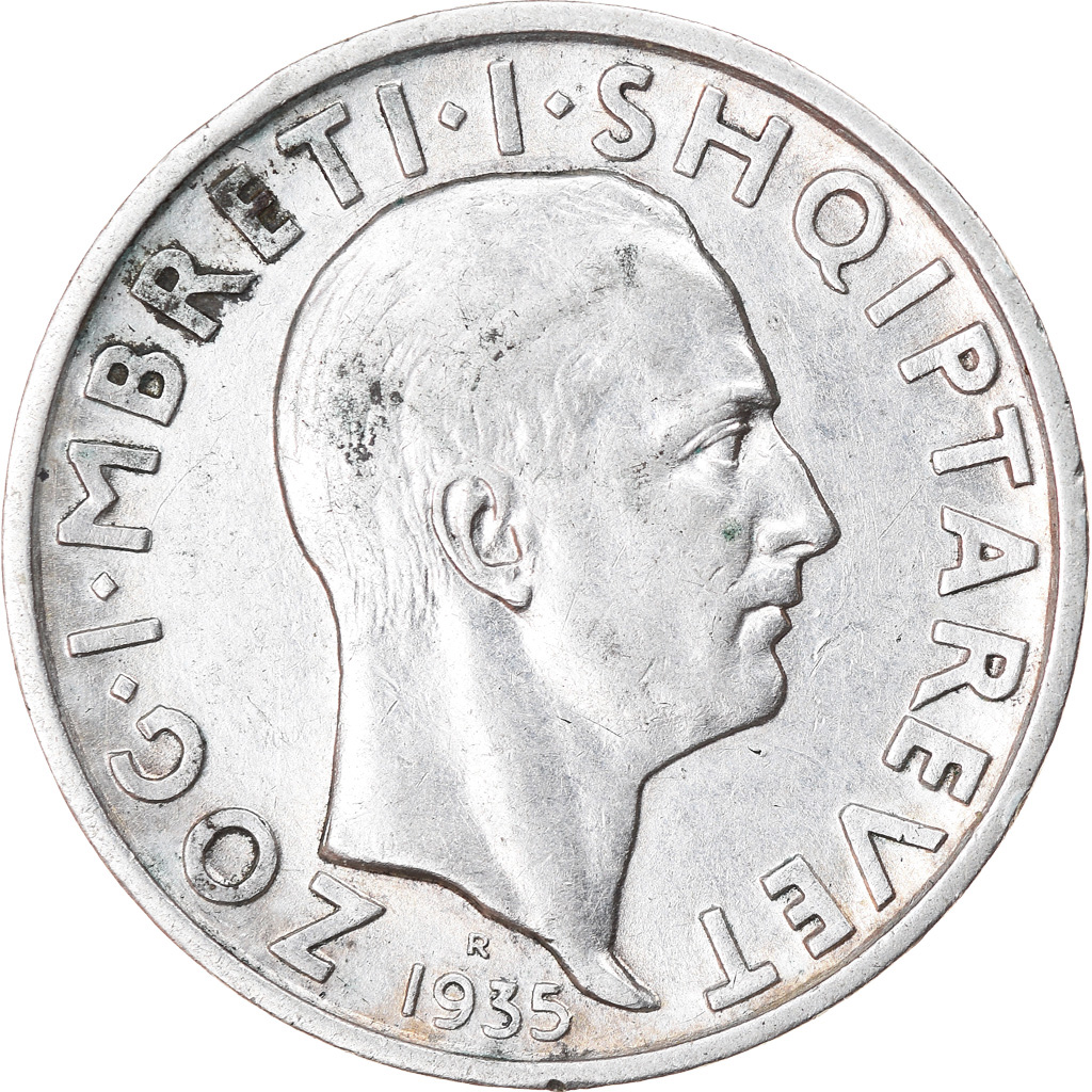 Coin, Albania, Zog I, Frang Ar, 1935, Rome, , Silver, KM:16