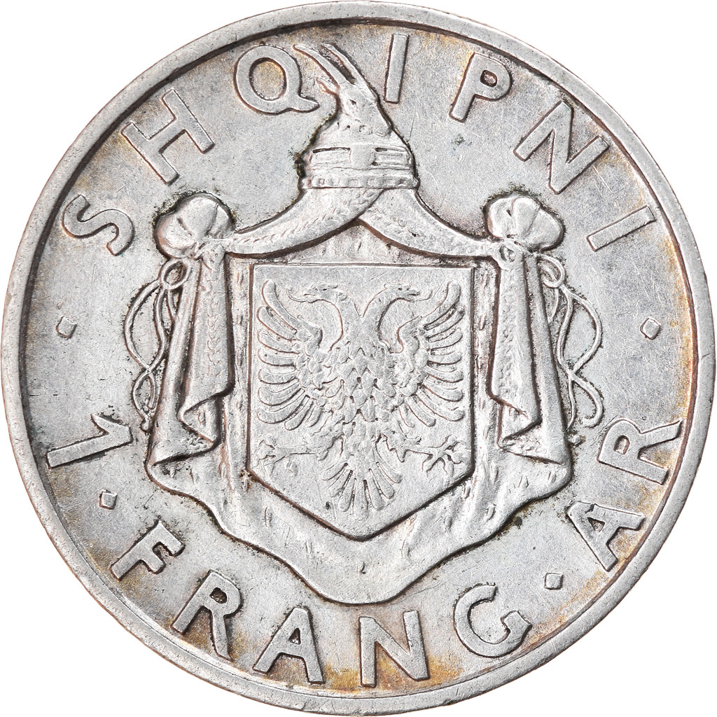 Coin, Albania, Zog I, Frang Ar, 1935, Rome, , Silver, KM:16