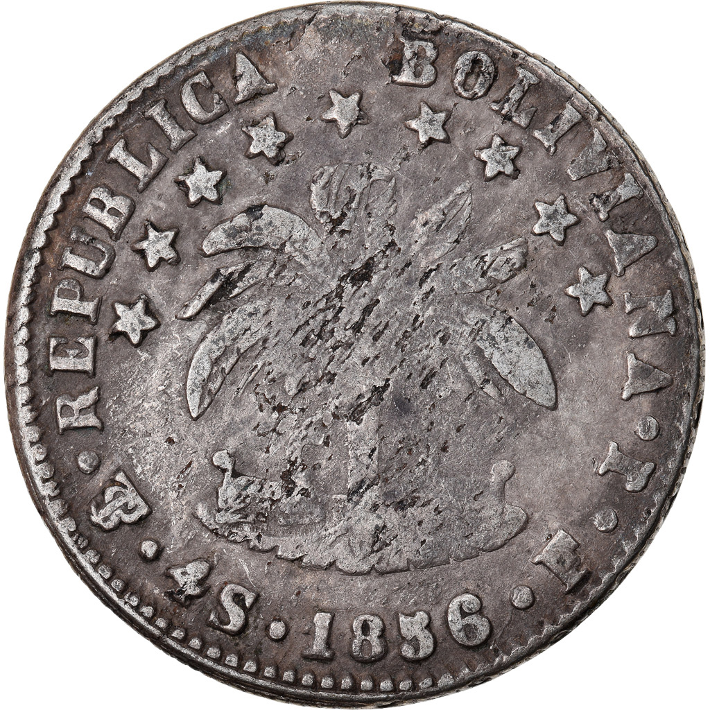 Coin, Bolivia, 4 Soles, 1856, Potosi, , Silver, KM:123.2