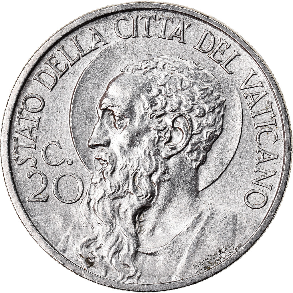 Coin, VATICAN CITY, Pius XI, 20 Centesimi, 1937, Roma, , Nickel, KM:3