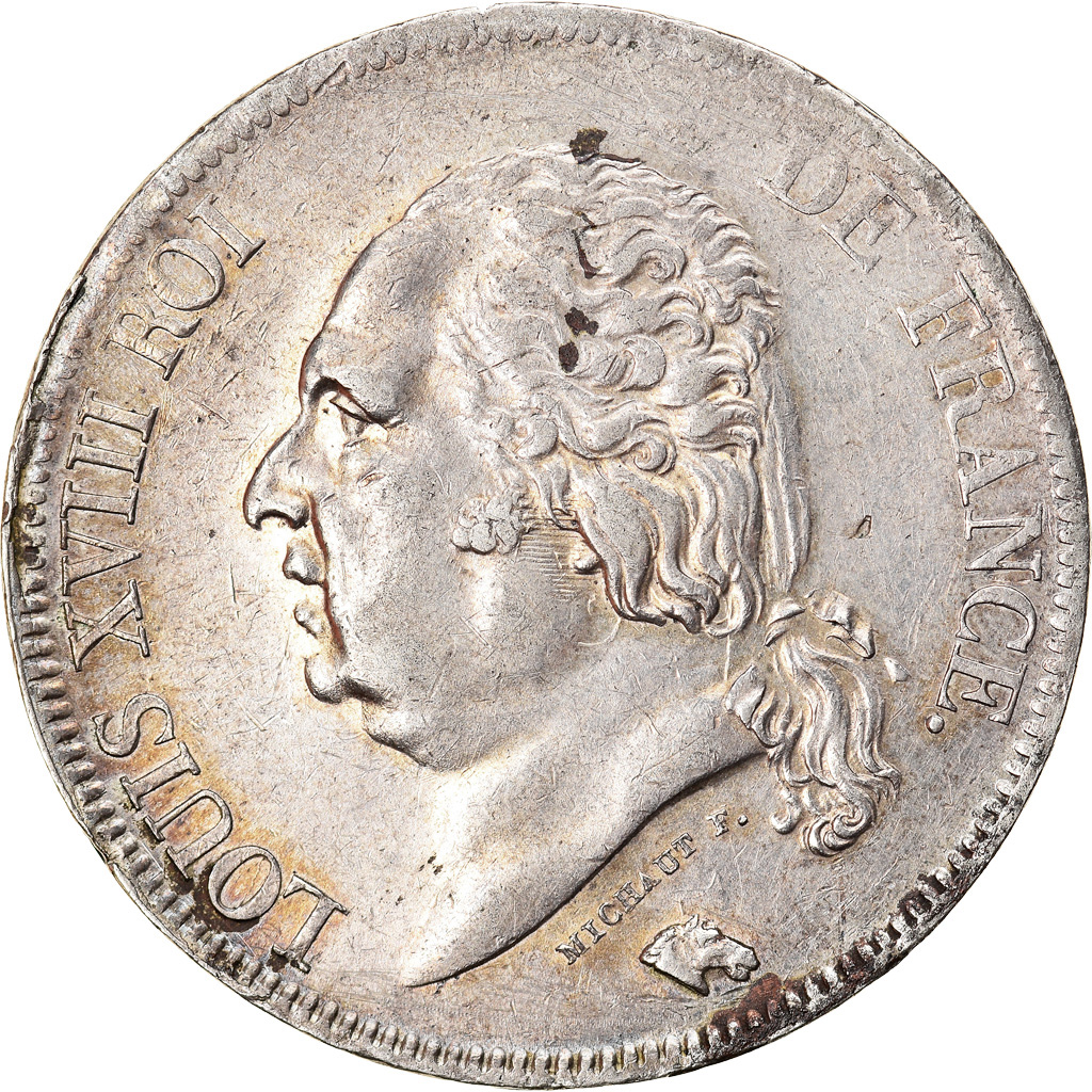 Coin, France, Louis XVIII, 5 Francs, 1823, Rouen, EF, Silver, KM:711.9