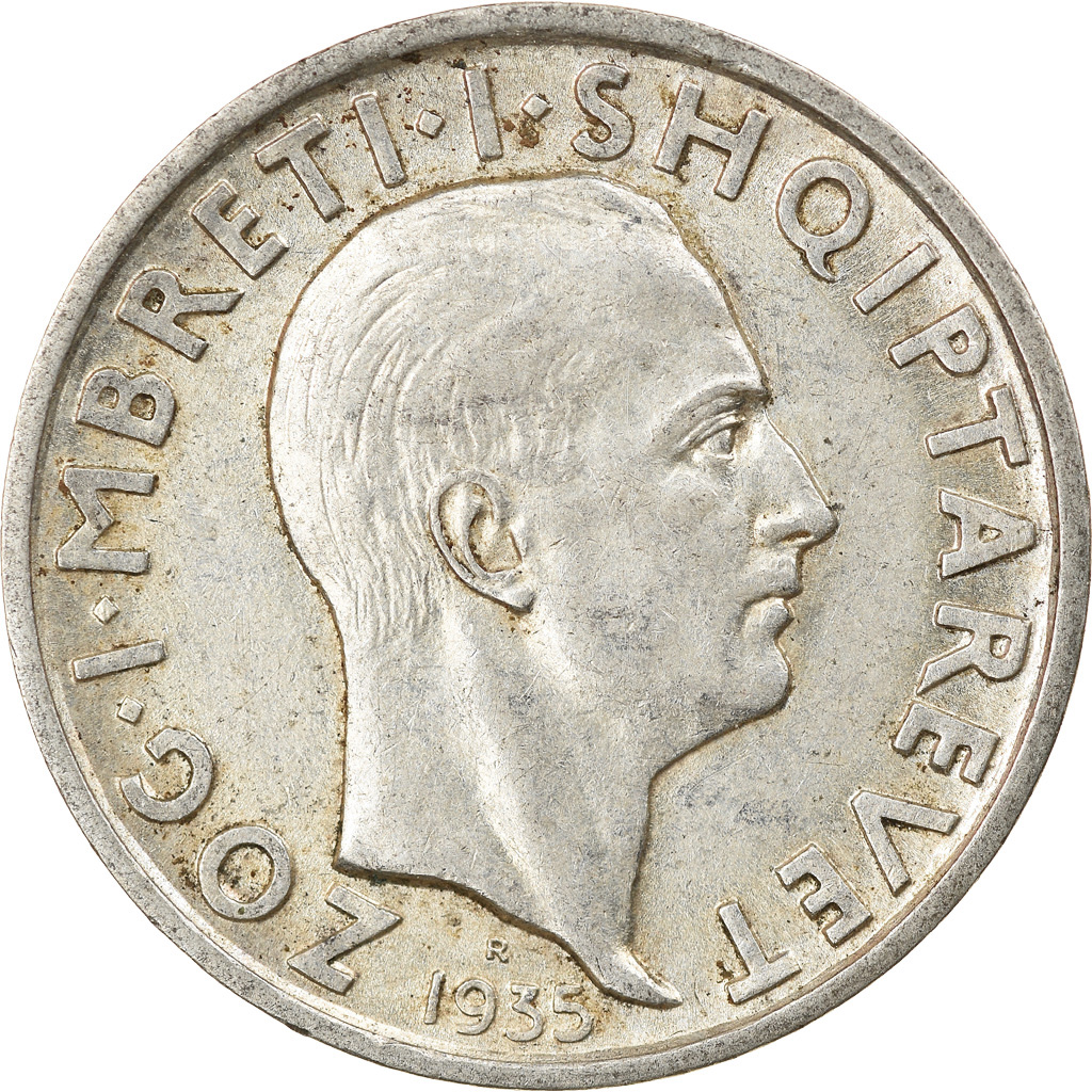 Coin, Albania, Zog I, Frang Ar, 1935, Rome, , Silver, KM:16