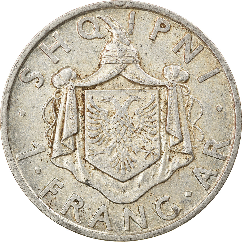 Coin, Albania, Zog I, Frang Ar, 1935, Rome, , Silver, KM:16
