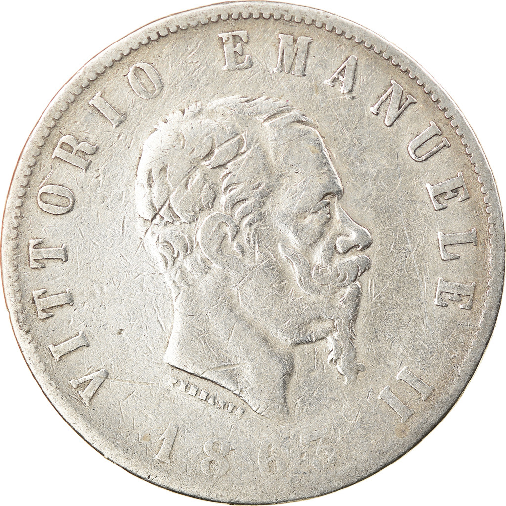 Coin, Italy, Vittorio Emanuele II, 2 Lire, 1863, Naples, , Silver
