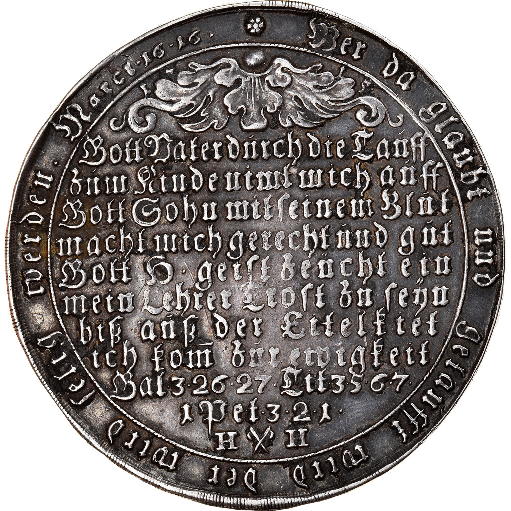 Coin, German States, Taufthaler, 1615, Zellerfeld, Saxony, , Silver