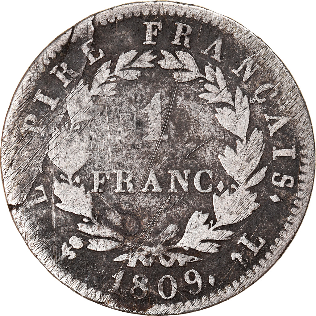 Coin, France, Napoléon I, Franc, 1809, Bayonne, VF(20-25), Silver, KM:692.9