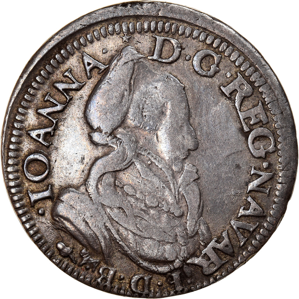 Coin, France, Jeanne d'Albret, Teston, 1571, Pau, , Silver, Boudeau:594