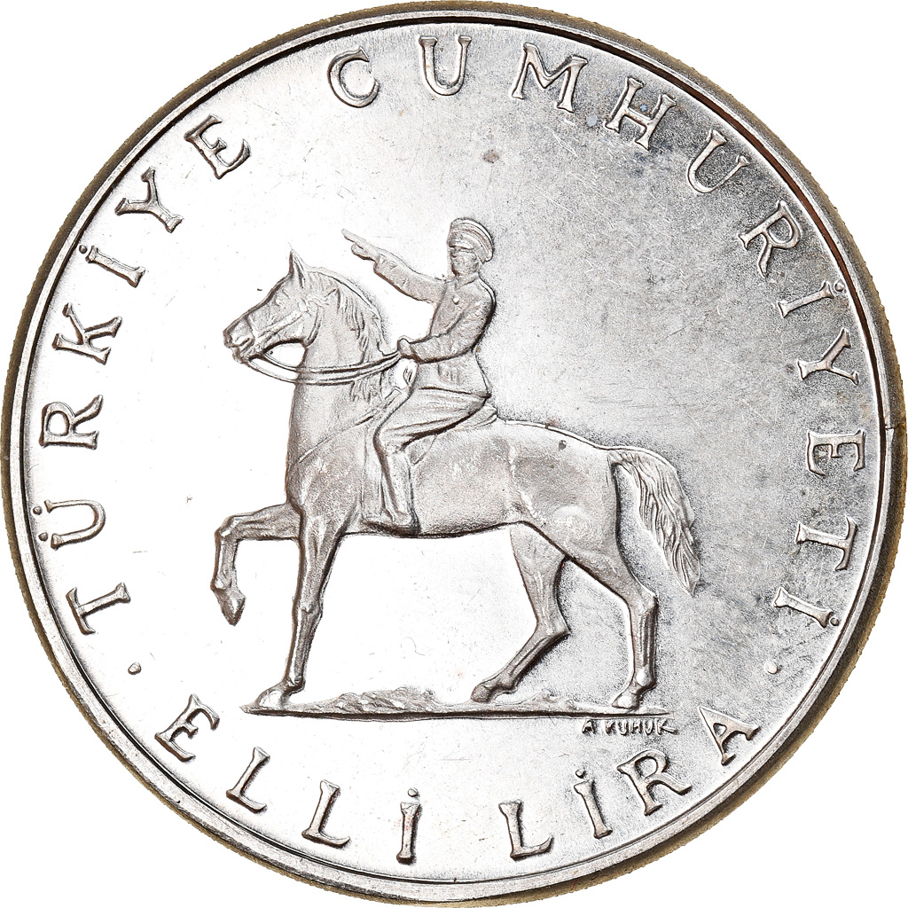 Coin, Turkey, 50 Lira, 1972, Proof, , Silver, KM:901