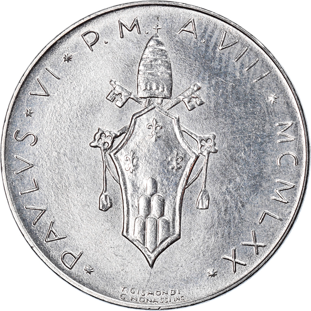 Coin, VATICAN CITY, Paul VI, 50 Lire, 1970, , Stainless Steel, KM:121