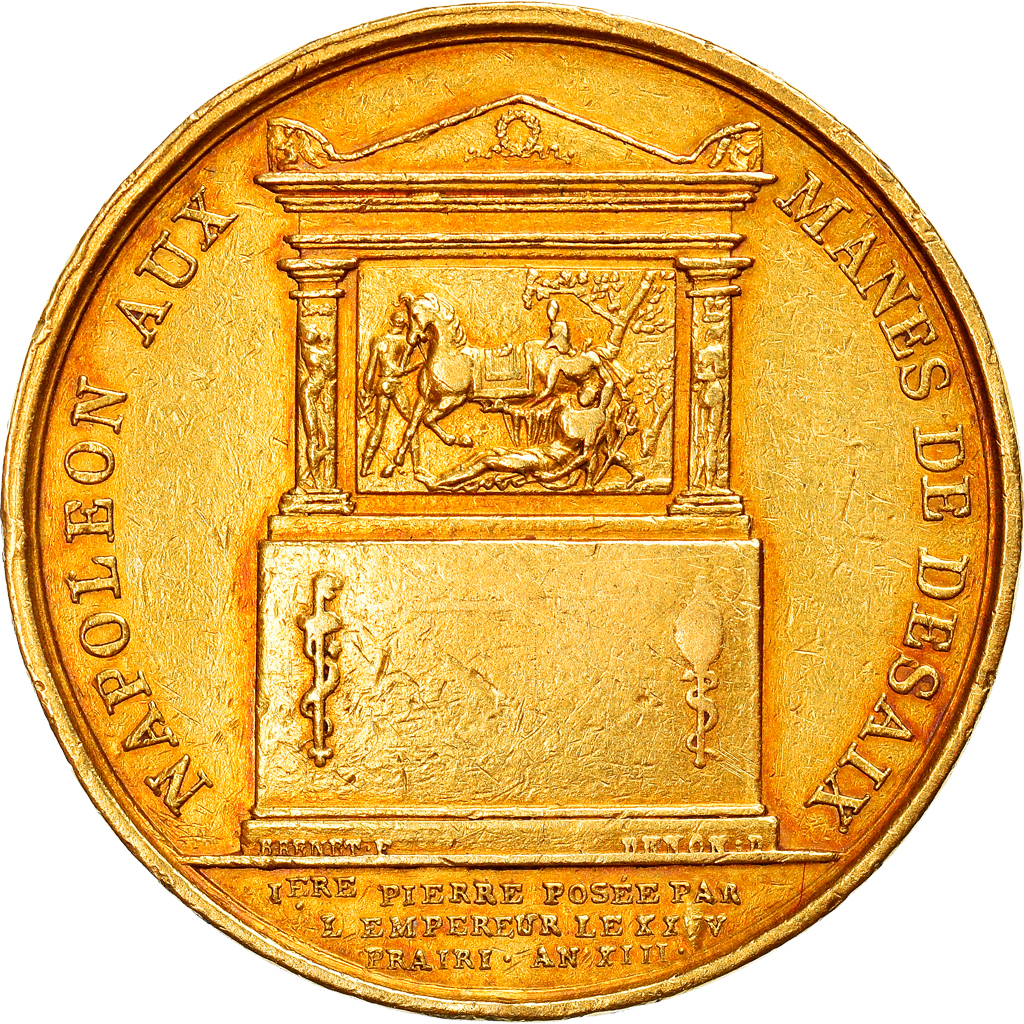 France, Medal, Napoleon I, Battle of Marengo, Tomb of Desaix, 1805, Gold