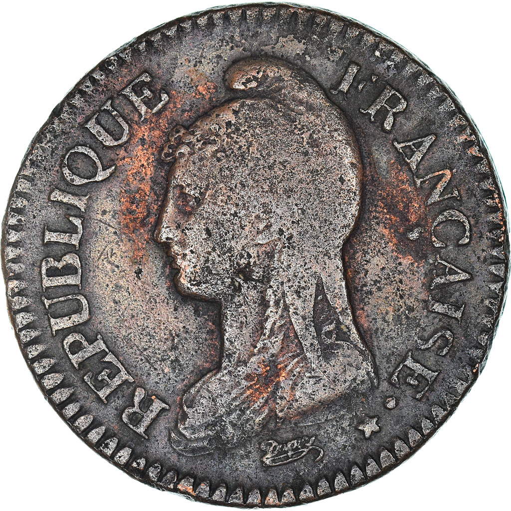 Coin, France, Decime, AN 7/5, Paris, Coq/Corne, , Bronze, Gadoury:187