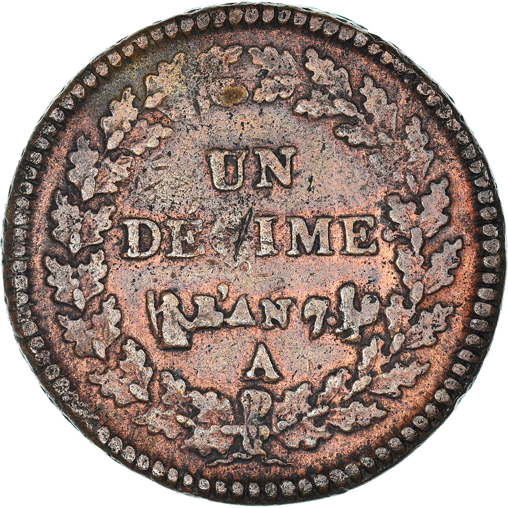 Coin, France, Decime, AN 7/5, Paris, Coq/Corne, , Bronze, Gadoury:187