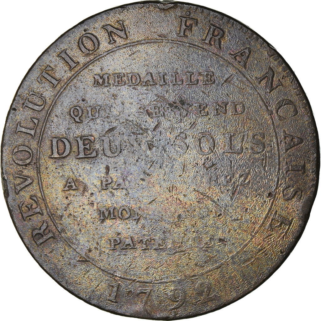 Coin, France, Monneron à la Liberté, 2 Sols, 1792, Birmingham, 