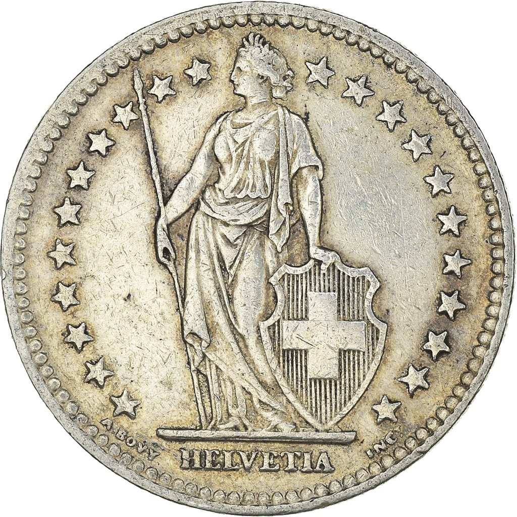 Coin, Switzerland, 2 Francs, 1944, , Silver, KM:21