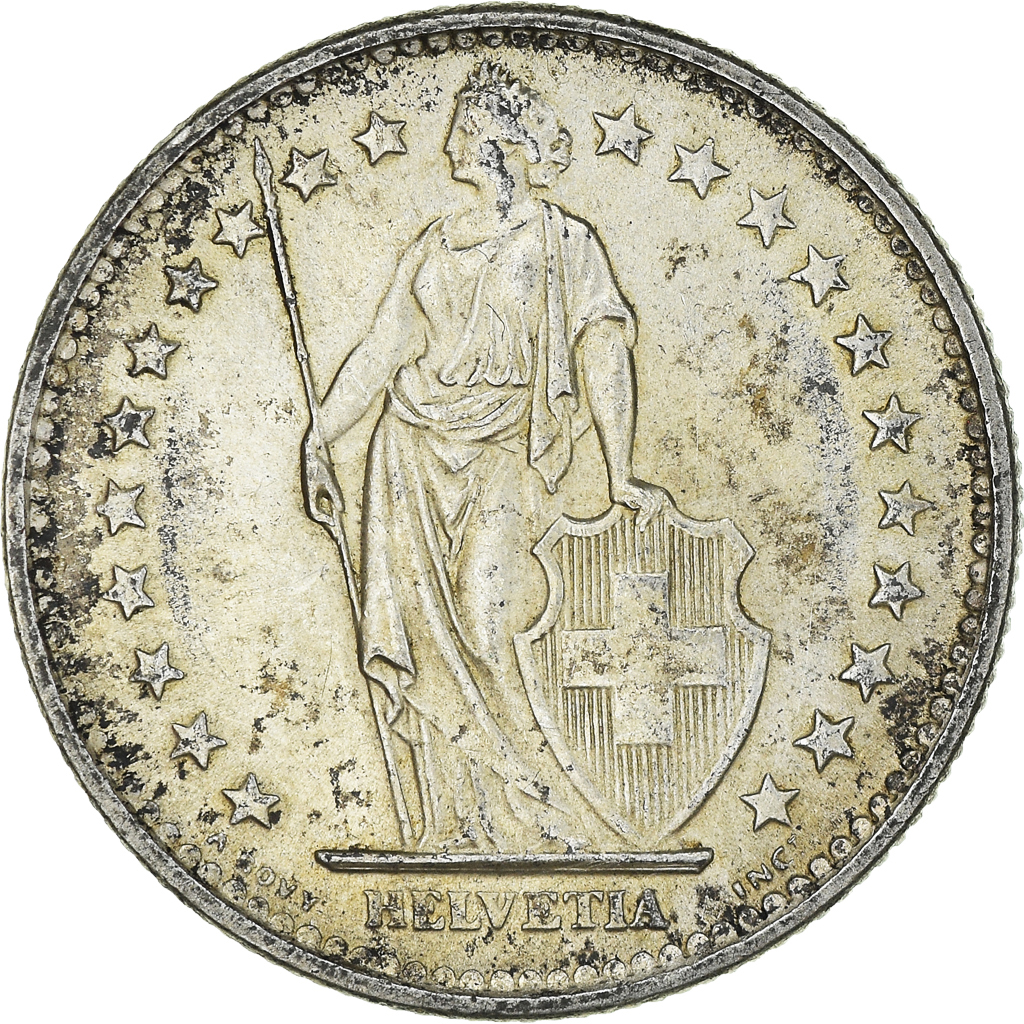 Coin, Switzerland, 2 Francs, 1965, Bern, , Silver, KM:21