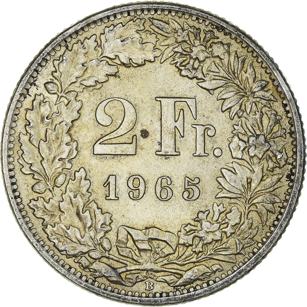 Coin, Switzerland, 2 Francs, 1965, Bern, , Silver, KM:21