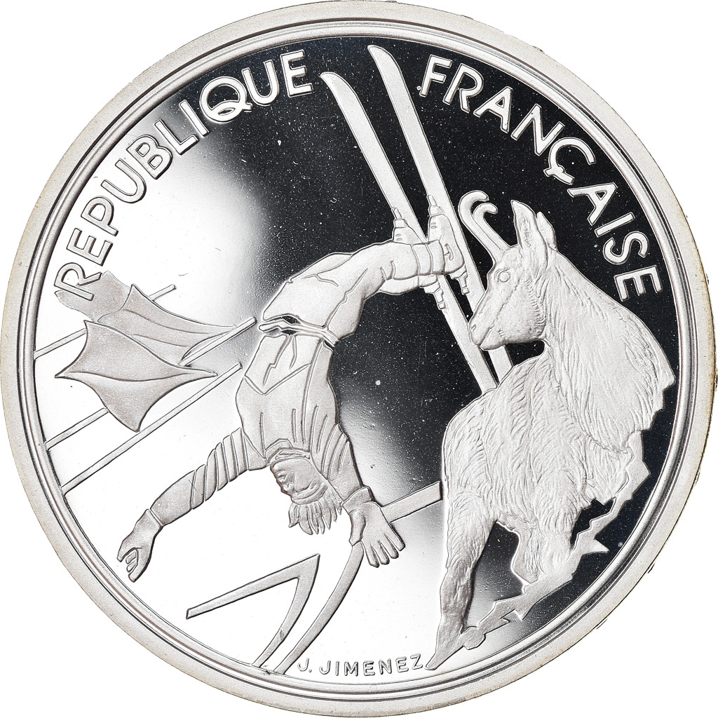 Coin, France, Saut à ski, 100 Francs, 1990, BE, , Silver, KM:983