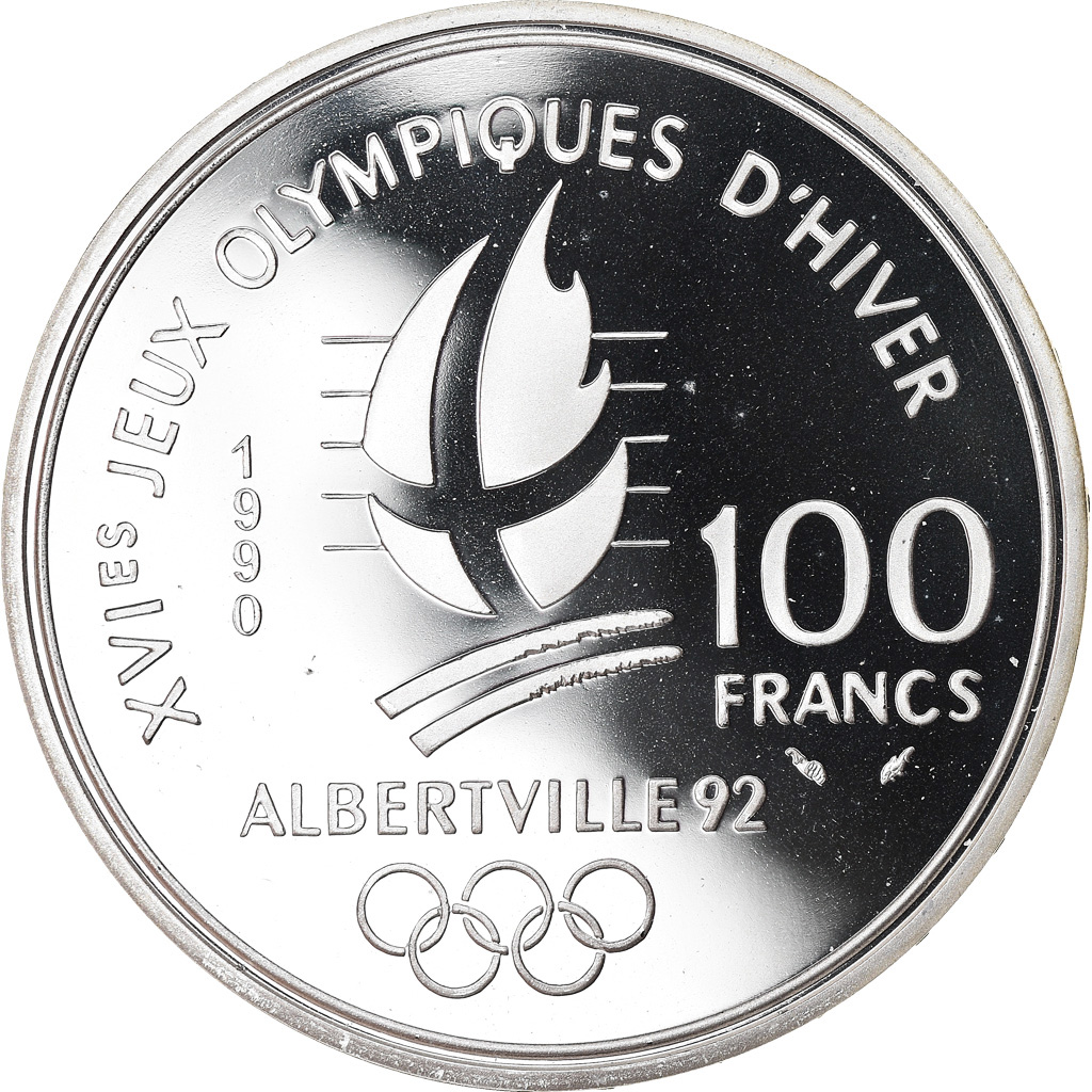 Coin, France, Saut à ski, 100 Francs, 1990, BE, , Silver, KM:983