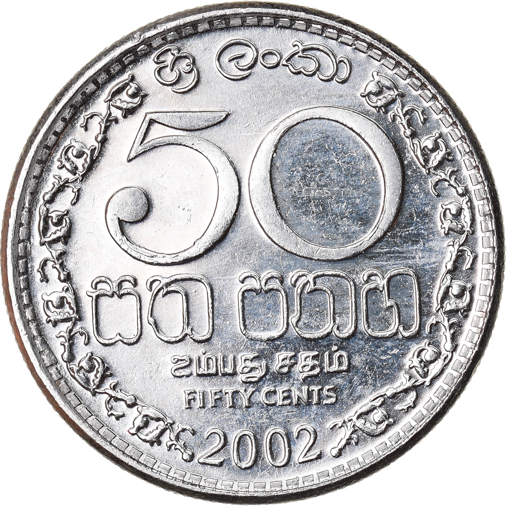 Moneda, Sri Lanka, 50 Cents, 2002, EBC, Níquel chapado en acero, KM:135.2a
