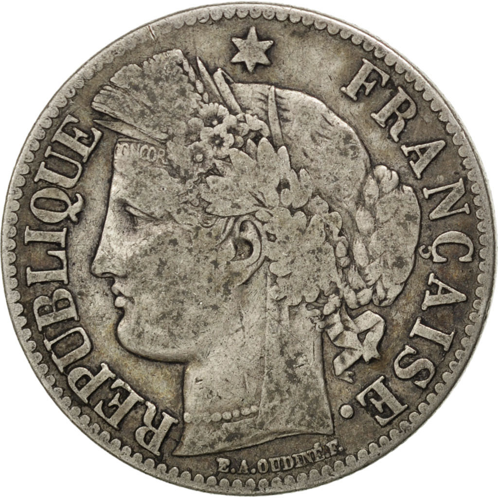 Munten, Frankrijk, Cérès, 2 Francs, 1871, Bordeaux, FR, Zilver, KM:817.2