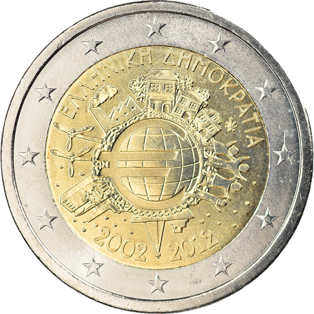 Griechenland, 2 Euro, 10 ans de l'Euro, 2012, Athens, UNZ, Bi-Metallic, KM:245