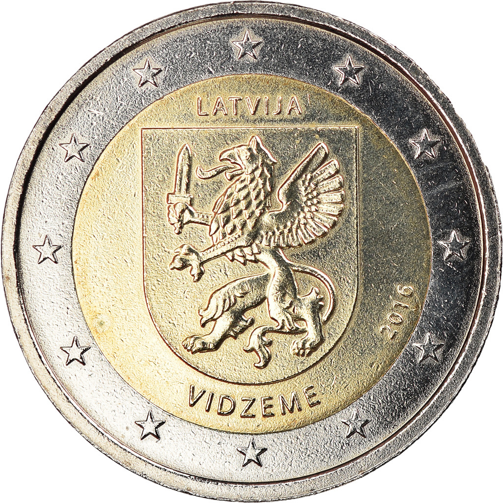 Latvia, 2 Euro, Vidzeme, 2016, UNZ, Bi-Metallic