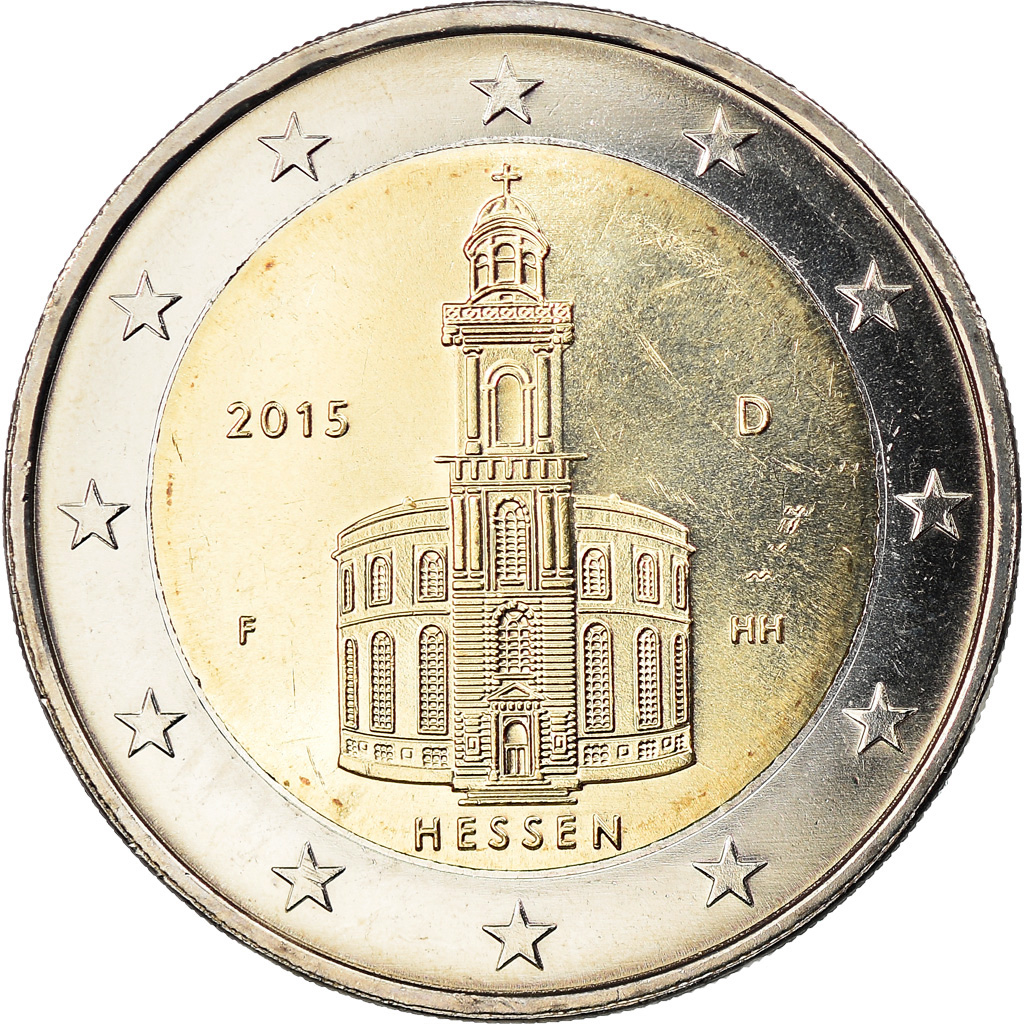 Bundesrepublik Deutschland, 2 Euro, Hessen, 2015, Stuttgart, UNZ, Bi-Metallic