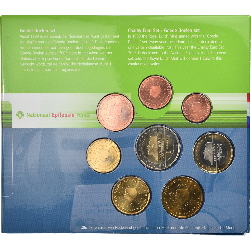 Pays-Bas, 1 Cent to 2 Euro, Epilepsie fonds, 2003, BU, FDC