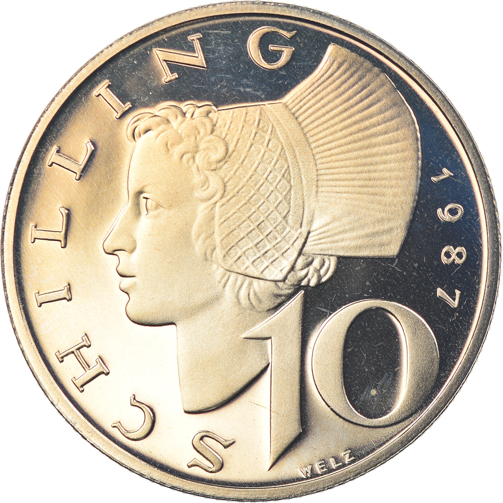 Moneda, Austria, 10 Schilling, 1987, Proof, FDC, Cobre - níquel chapado en