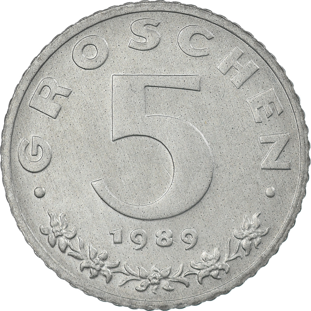 Moneda, Austria, 5 Groschen, 1989, Proof, FDC, Cinc, KM:2875