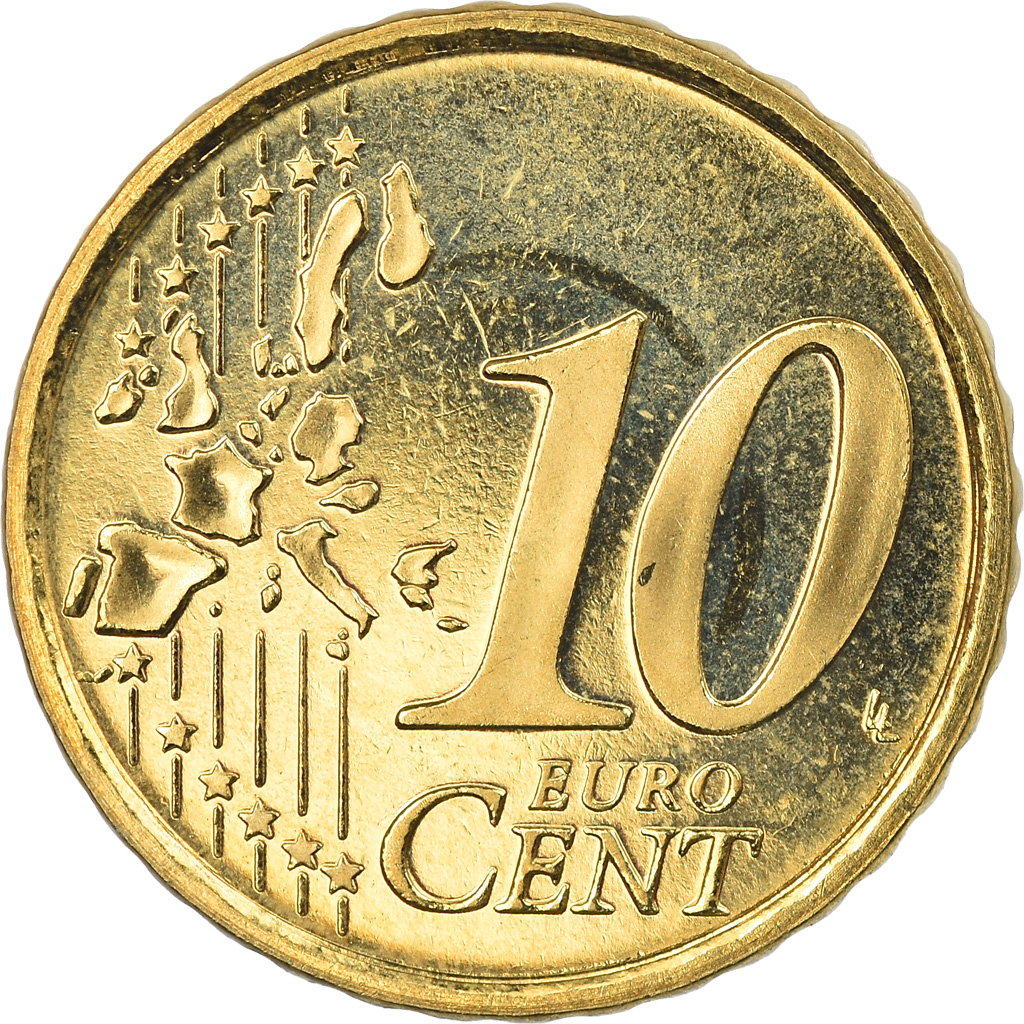 Italien, 10 Euro Cent, 2007, Rome, STGL, Messing, KM:213
