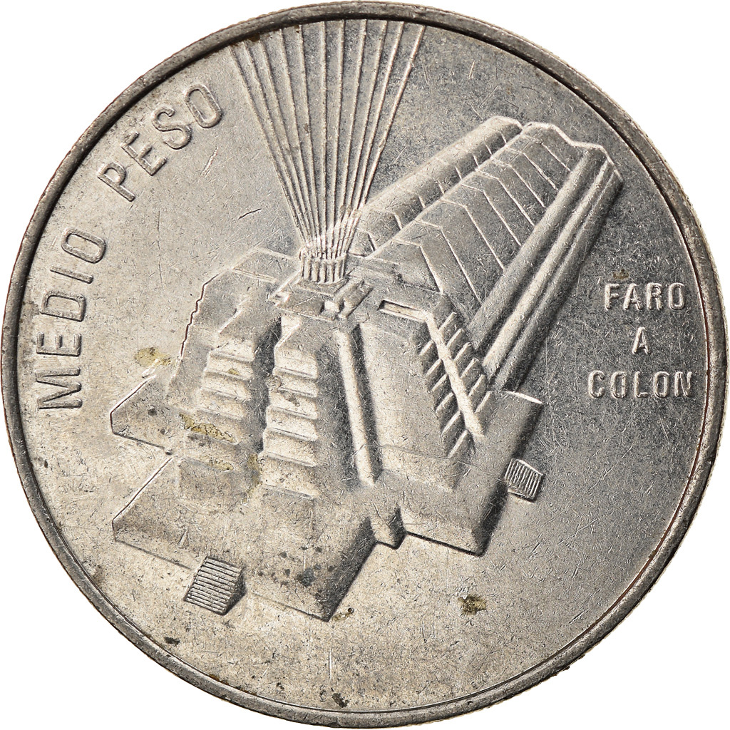 Coin, Dominican Republic, 1/2 Peso, 1989, , Nickel Clad Steel, KM73.1