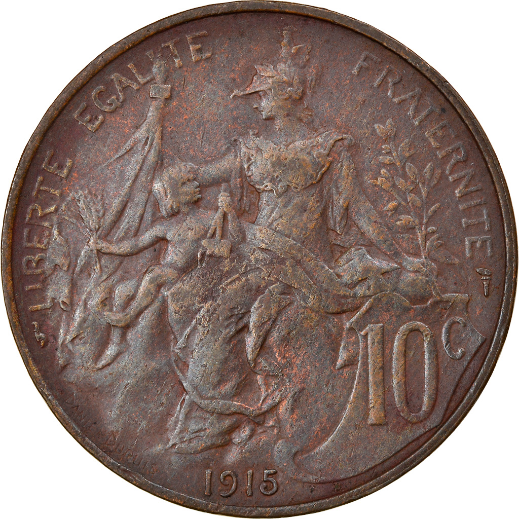 Coin, France, Dupuis, 10 Centimes, 1915, Paris, VF(30-35), Bronze, KM:843