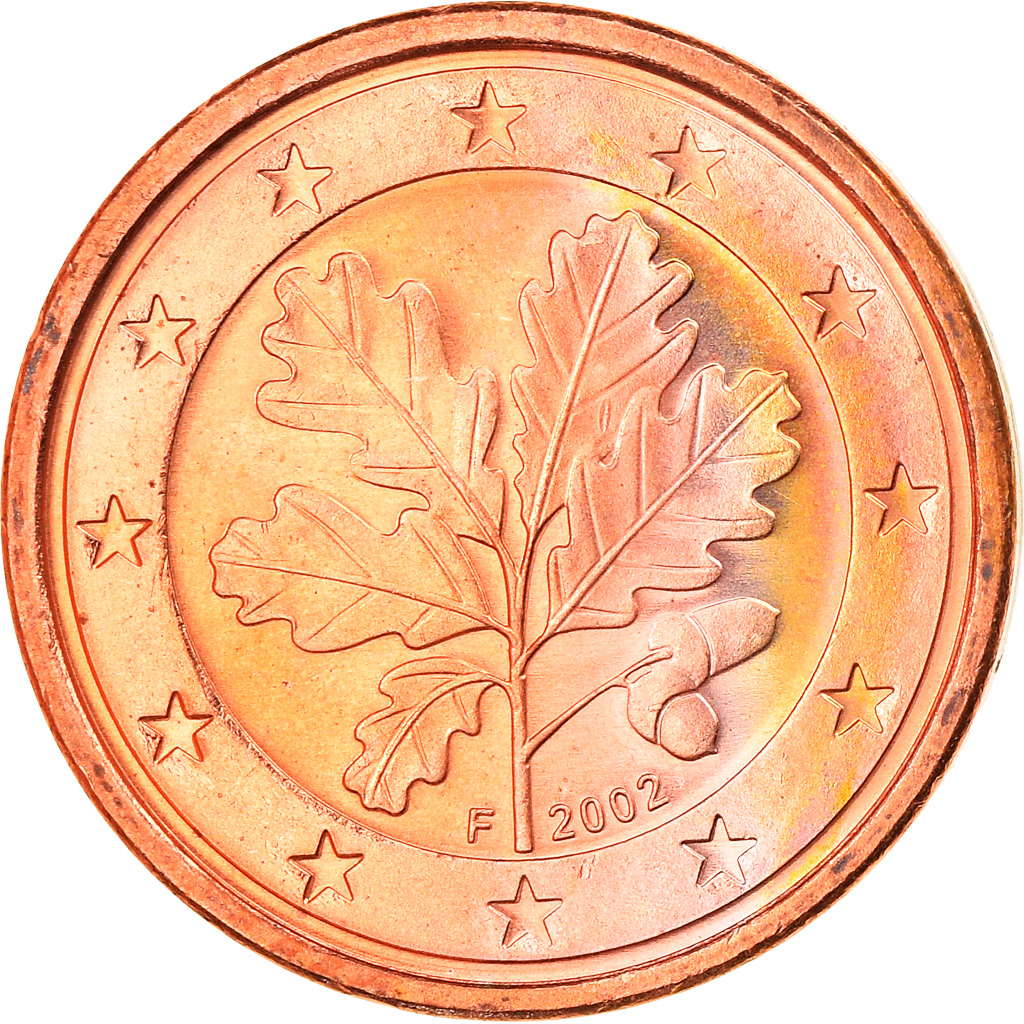 Bundesrepublik Deutschland, Euro Cent, 2002, Stuttgart, UNZ, Copper Plated