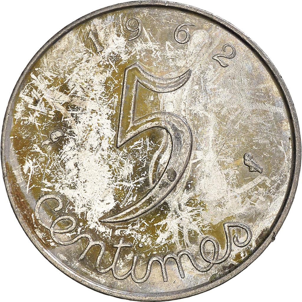 Moneda, Francia, 5 Centimes, 1962