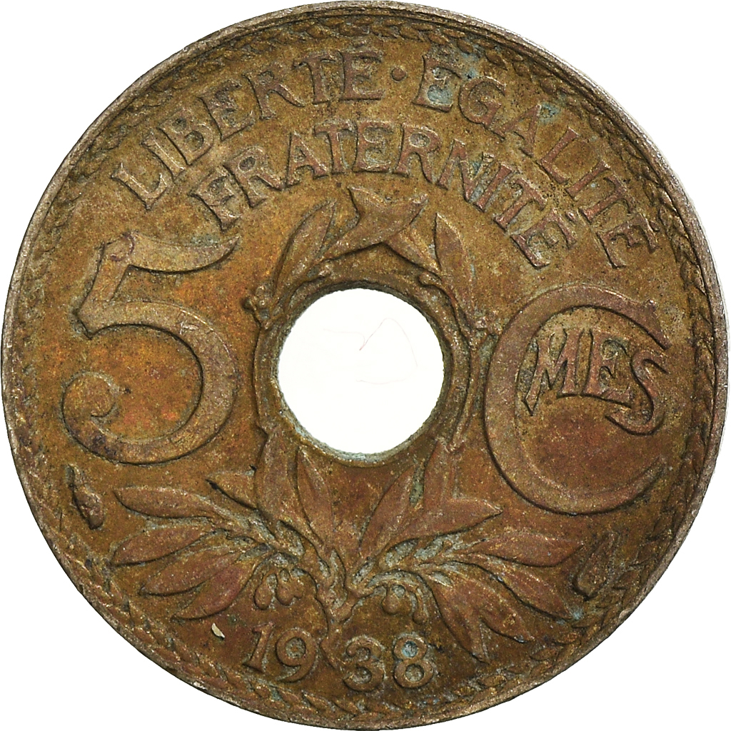 Moneda, Francia, 5 Centimes, 1938