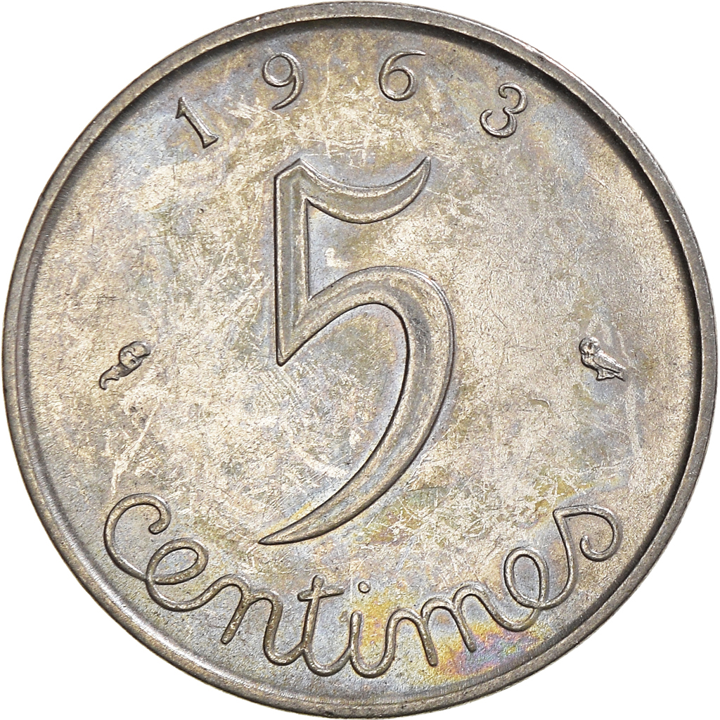 Moneda, Francia, 5 Centimes, 1963
