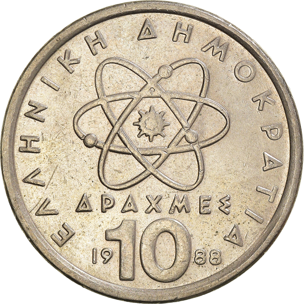 Moneda, Grecia, 10 Drachmes, 1988