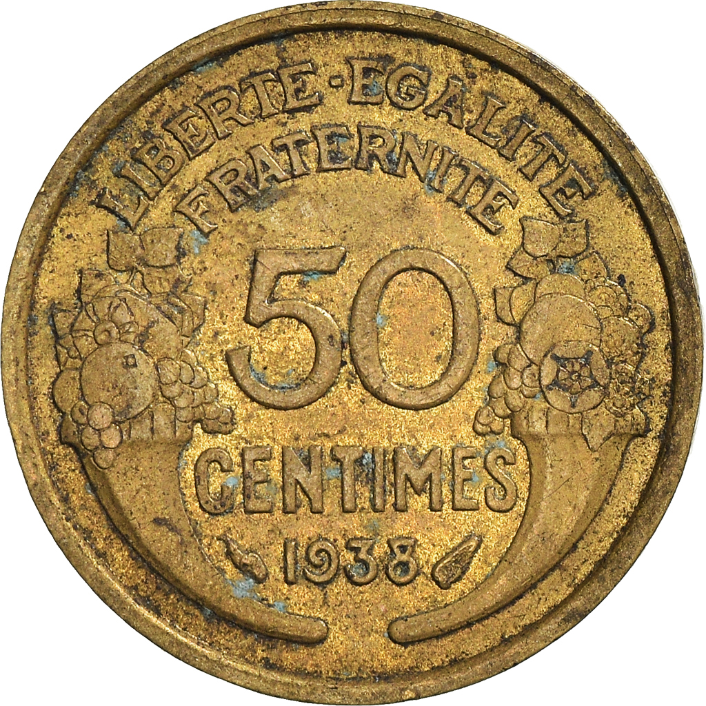 Moneda, Francia, 50 Centimes, 1938