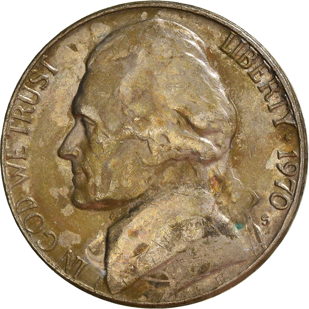 Moneda, Estados Unidos, 5 Cents, 1970