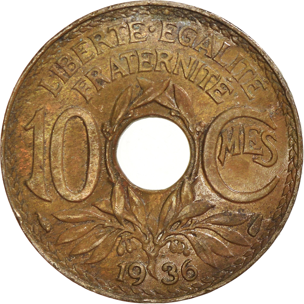Moneda, Francia, 10 Centimes, 1936