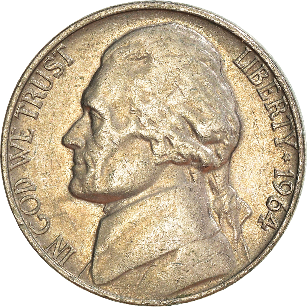 Moneda, Estados Unidos, 5 Cents, 1964